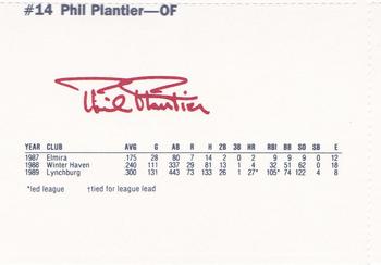 1990 Dunkin' Donuts Pawtucket Red Sox #20 Phil Plantier Back