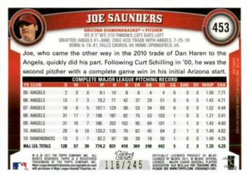 2011 Topps - Red Border #453 Joe Saunders Back