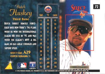 1996 Select #72 Butch Huskey Back