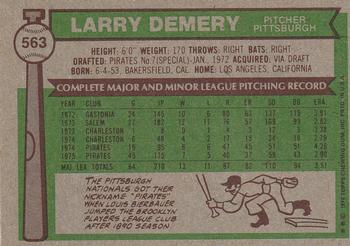 1976 Topps #563 Larry Demery Back