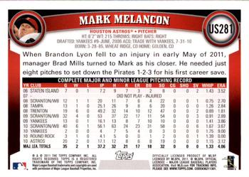 2011 Topps Update - Target Red Border #US281 Mark Melancon Back