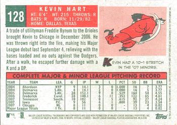 2008 Topps Heritage #128 Kevin Hart Back