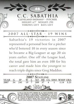 2008 Topps Moments & Milestones #46-7 CC Sabathia Back