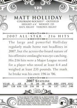 2008 Topps Moments & Milestones #125-83 Matt Holliday Back