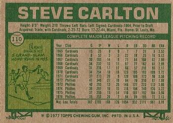 1977 Topps #110 Steve Carlton Back