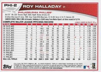 2013 Topps Philadelphia Phillies #PHI-2 Roy Halladay Back