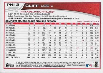 2013 Topps Philadelphia Phillies #PHI-3 Cliff Lee Back