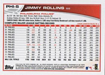 2013 Topps Philadelphia Phillies #PHI-5 Jimmy Rollins Back