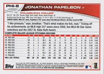 2013 Topps Philadelphia Phillies #PHI-8 Jonathan Papelbon Back