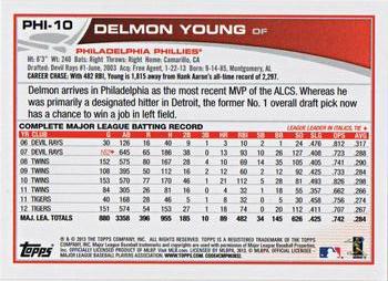 2013 Topps Philadelphia Phillies #PHI-10 Delmon Young Back