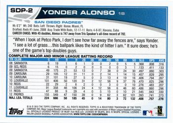 2013 Topps San Diego Padres #SDP2 Yonder Alonso Back