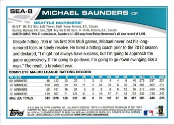 2013 Topps Seattle Mariners #SEA-8 Michael Saunders Back