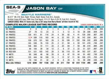 2013 Topps Seattle Mariners #SEA-9 Jason Bay Back