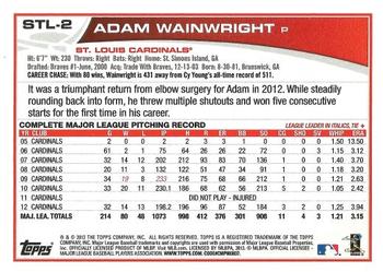 2013 Topps St. Louis Cardinals #STL2 Adam Wainwright Back