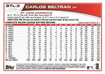 2013 Topps St. Louis Cardinals #STL3 Carlos Beltran Back