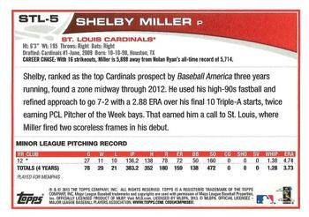 2013 Topps St. Louis Cardinals #STL5 Shelby Miller Back