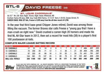 2013 Topps St. Louis Cardinals #STL6 David Freese Back