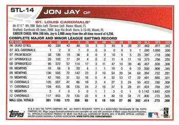 2013 Topps St. Louis Cardinals #STL14 Jon Jay Back