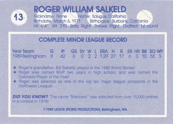 1989 Legoe Bellingham Mariners #13 Roger Salkeld Back
