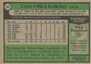 1979 Topps #53 Mick Kelleher Back