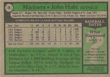 1979 Topps #56 John Hale Back
