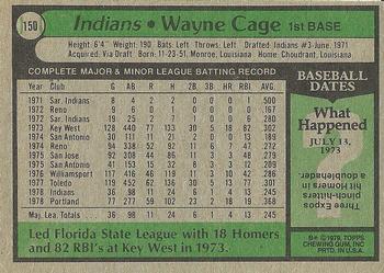 1979 Topps #150 Wayne Cage Back