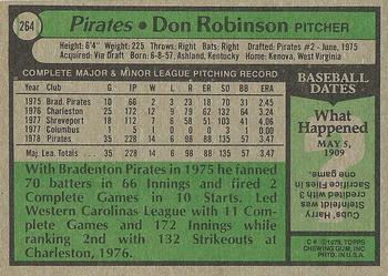 1979 Topps #264 Don Robinson Back