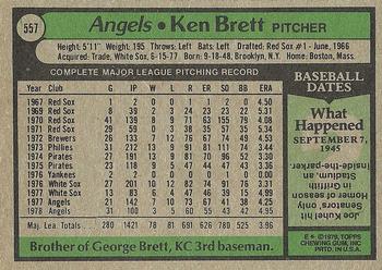 1979 Topps #557 Ken Brett Back