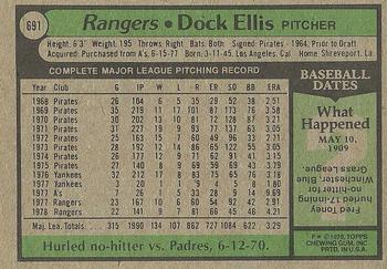 1979 Topps #691 Dock Ellis Back