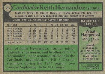 1979 Topps #695 Keith Hernandez Back