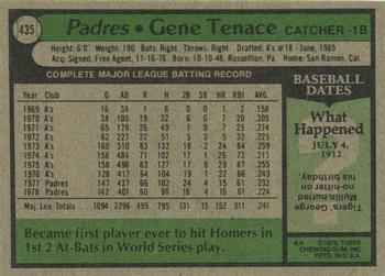 1979 Topps #435 Gene Tenace Back