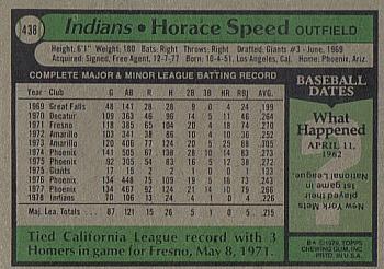 1979 Topps #438 Horace Speed Back