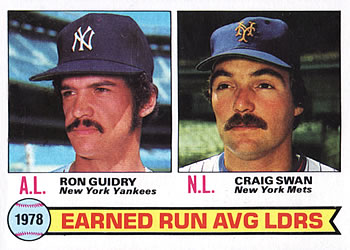 1979 Topps #7 1978 ERA Leaders (Ron Guidry / Craig Swan) Front