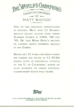 2008 Topps Allen & Ginter #107 Matt Biondi Back