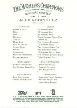 2008 Topps Allen & Ginter #1 Alex Rodriguez Back