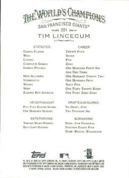 2008 Topps Allen & Ginter #201 Tim Lincecum Back