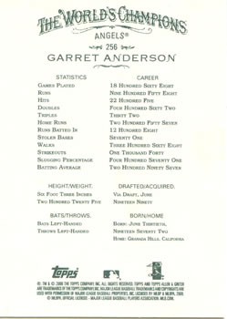 2008 Topps Allen & Ginter #256 Garret Anderson Back