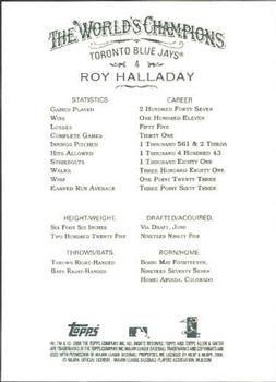 2008 Topps Allen & Ginter #4 Roy Halladay Back