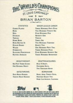 2008 Topps Allen & Ginter #6 Brian Barton Back