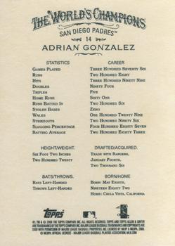 2008 Topps Allen & Ginter #14 Adrian Gonzalez Back