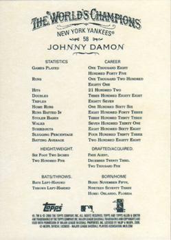 2008 Topps Allen & Ginter #58 Johnny Damon Back