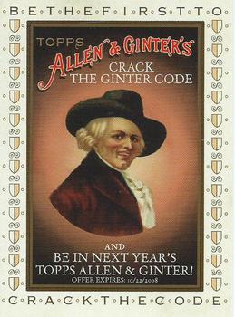 2008 Topps Allen & Ginter #NNO Crack The Ginter Code Front