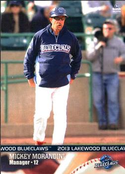2013 Brandt Lakewood BlueClaws #29 Mickey Morandini Front