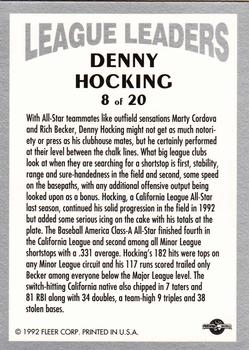 1992-93 Fleer Excel - League Leaders #8 Denny Hocking Back