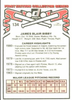 1981 Donruss #134 Jim Bibby Back