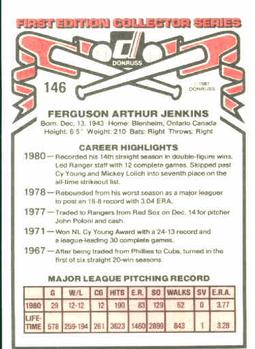 1981 Donruss #146 Ferguson Jenkins Back