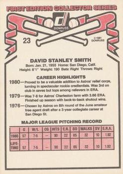 1981 Donruss #23 Dave Smith Back