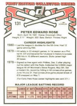1981 Donruss #131 Pete Rose Back