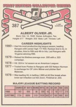 1981 Donruss #387 Al Oliver Back