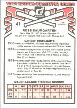 1981 Donruss #41 Ross Baumgarten Back